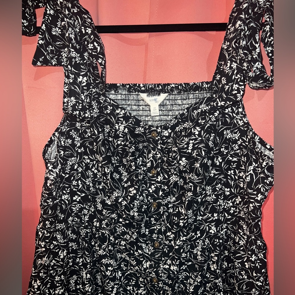 Terra & Sky Women's Plus Size Button Front Tie Shoulder Dress-OX NWOT - Picture 4 of 6